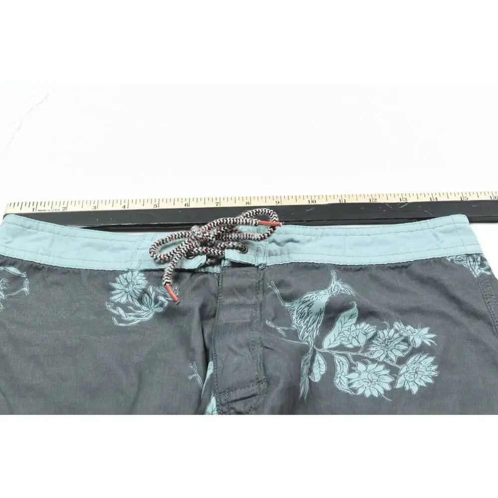 KATIN Board Shorts Mens 30 Gray Blue Floral Drawstring 8